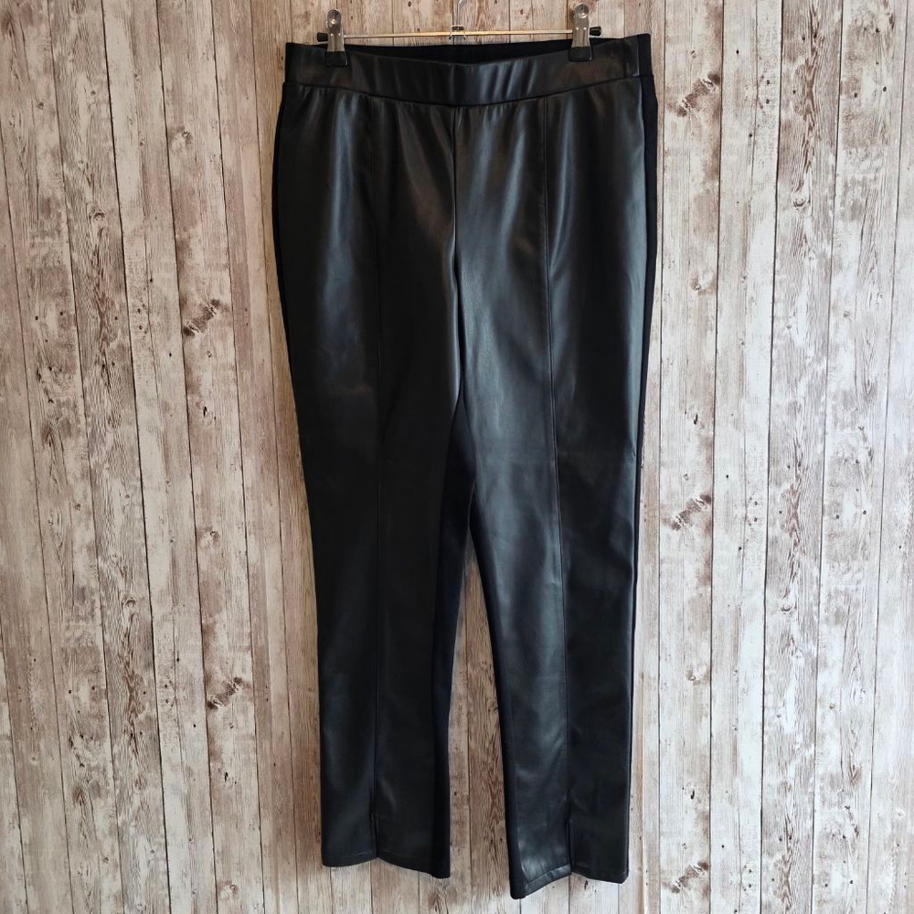 Women's CeCe Black Petite Faux Leather Leggings Pants MP NWOT